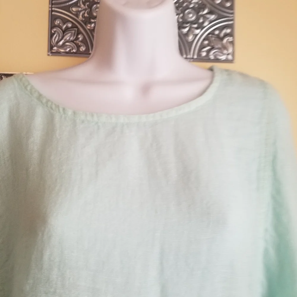 Haris Cotton Made in Greece Oversized 100% Linen Pullover Top Sz L - Picture 3 of 7